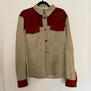 Salvatore Ferragamo Lamb Leather Red and Beige Pattern Jacket SS20